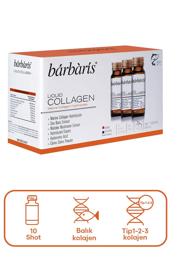 Barbaris Liquid Collagen (Kolajen) Takviyesi 50 ml 10 Adet
