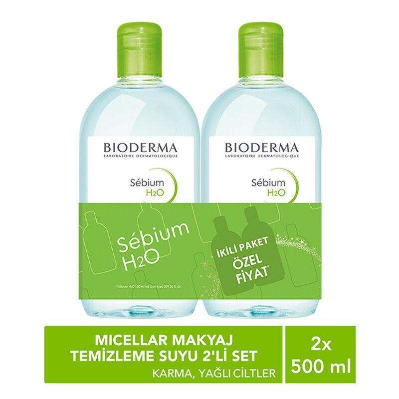Bioderma Sebium H2O Micellar Makyaj Temizleme Suyu 2'li Set Karma,Yağlı ve Akne Eğilimli Ciltler 500 ml