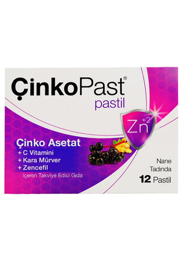 Çinkopast Nane Zencefil Kara Mürver Pastil 12 li