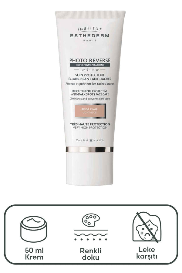 Institut Esthederm Photo Reverse SPF50+ Renkli Güneş Kremi Light Beige 50 ml