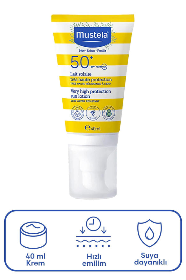 Mustela SPF 50+ Çok Yüksek Koruma Faktörlü Güneş Losyonu 40 ml