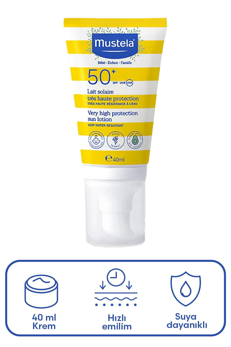 Mustela SPF 50+ Çok Yüksek Koruma Faktörlü Güneş Losyonu 40 ml