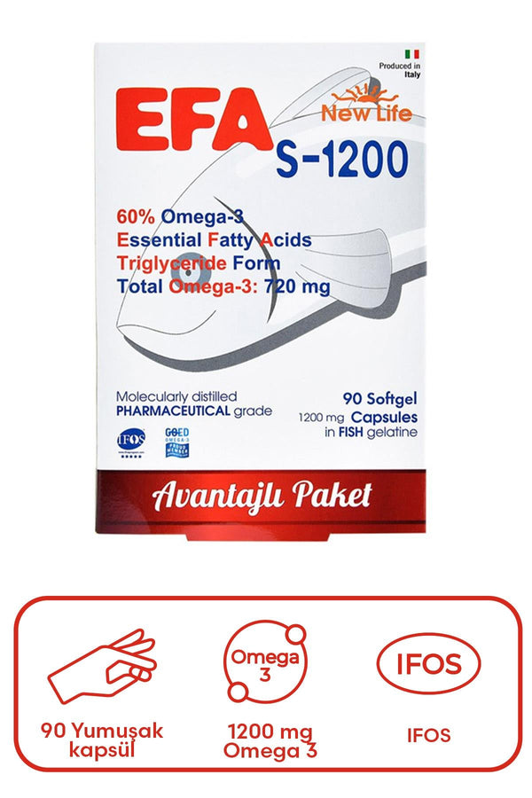 New Life EFA S-1200 Balık Yağı İçeren Takviye Edici 90 Kapsül
