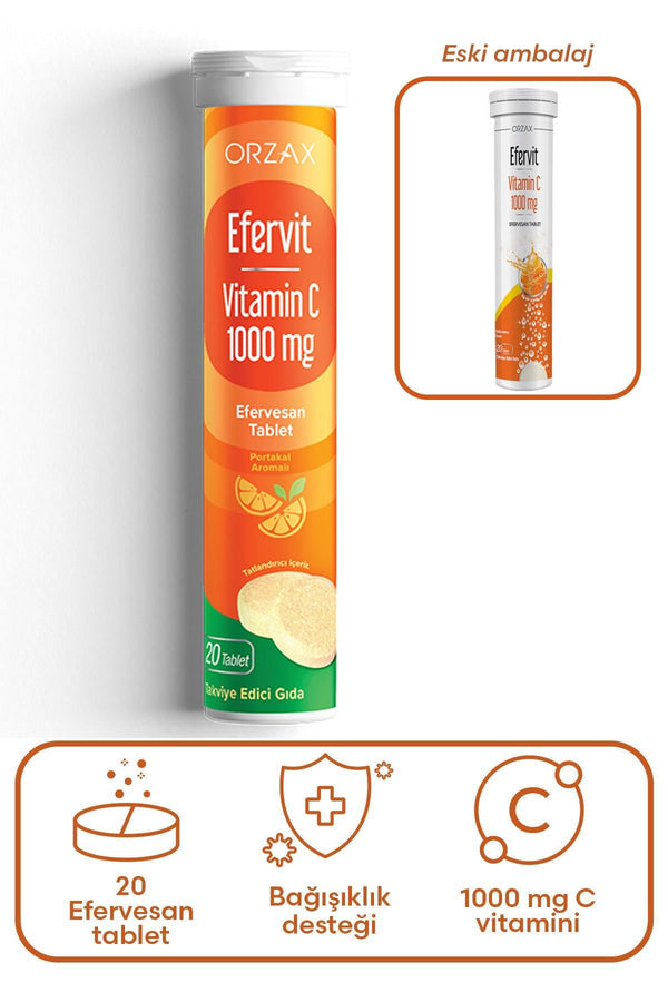 Orzax Efervit Vitamin C 1000 mg 20 Efervesan Tablet