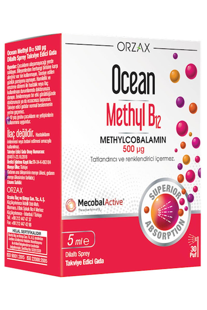 Orzax Ocean 500 µg Methyl B12 Sprey 5 ml
