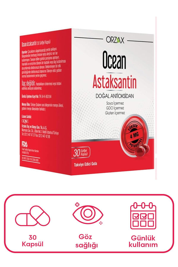 Orzax Ocean Astaksantin 30 Kapsül