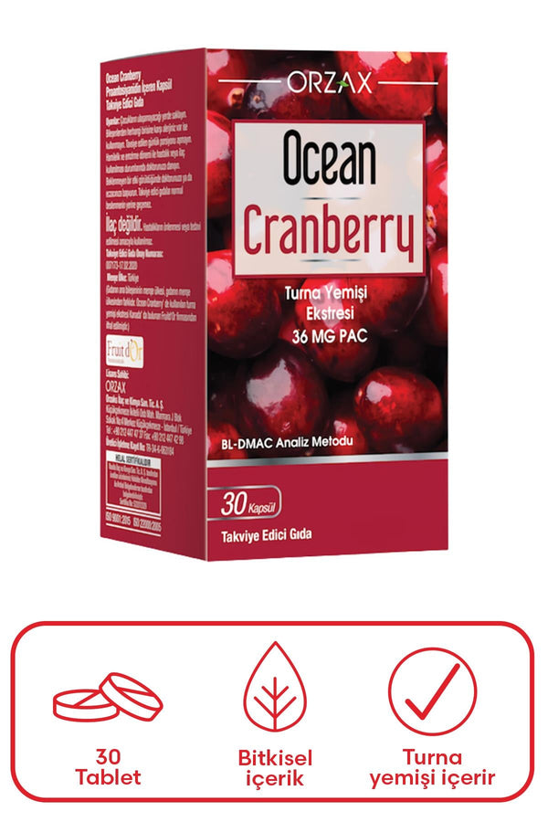 Orzax Ocean Cranberry Turna Yemişi Ekstresi 30 Tablet