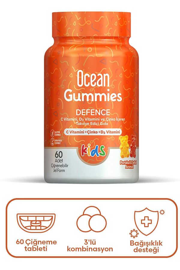 Orzax Ocean Gummies Defence Kids Takviye Edici Gıda 60 Adet Çiğnenebilir Form