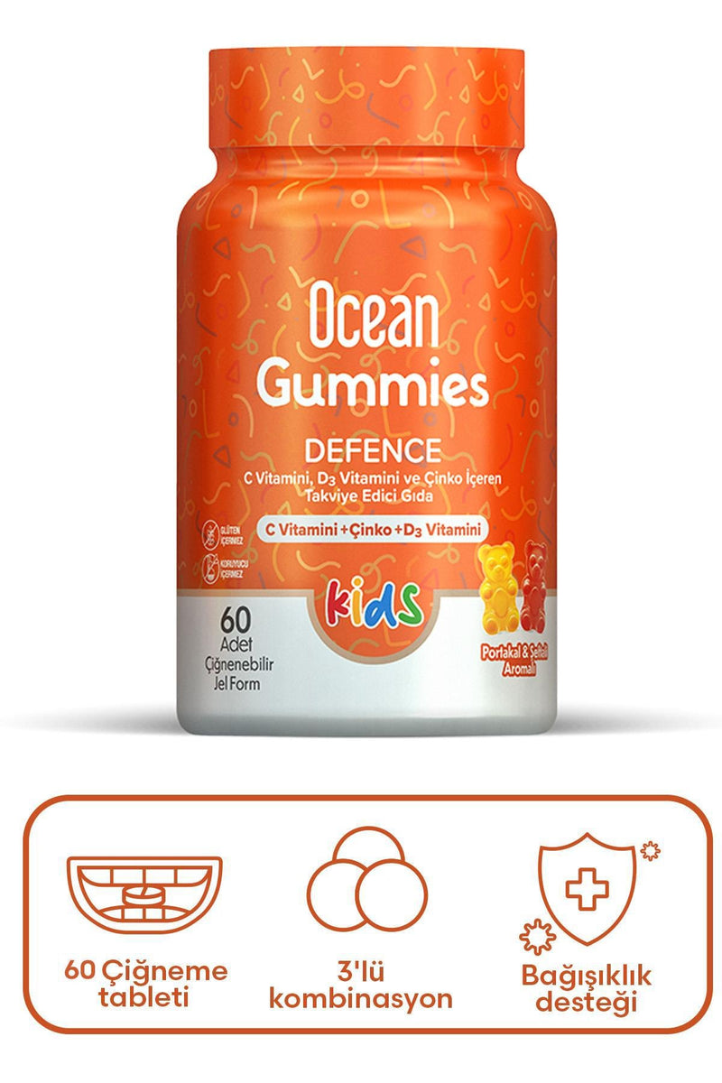 Orzax Ocean Gummies Defence Kids Takviye Edici Gıda 60 Adet Çiğnenebilir Form