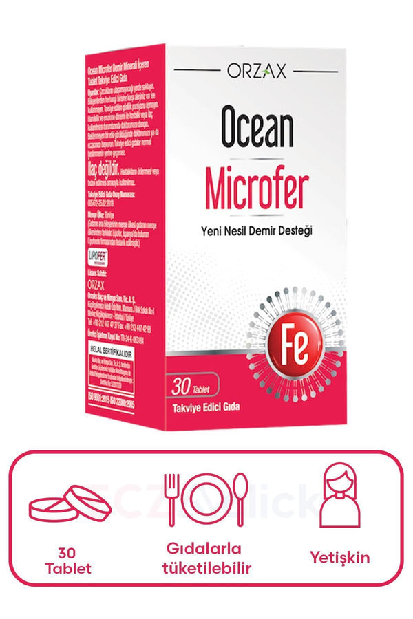 Orzax Ocean Microfer Takviye Edici Gıda 30 Tablet
