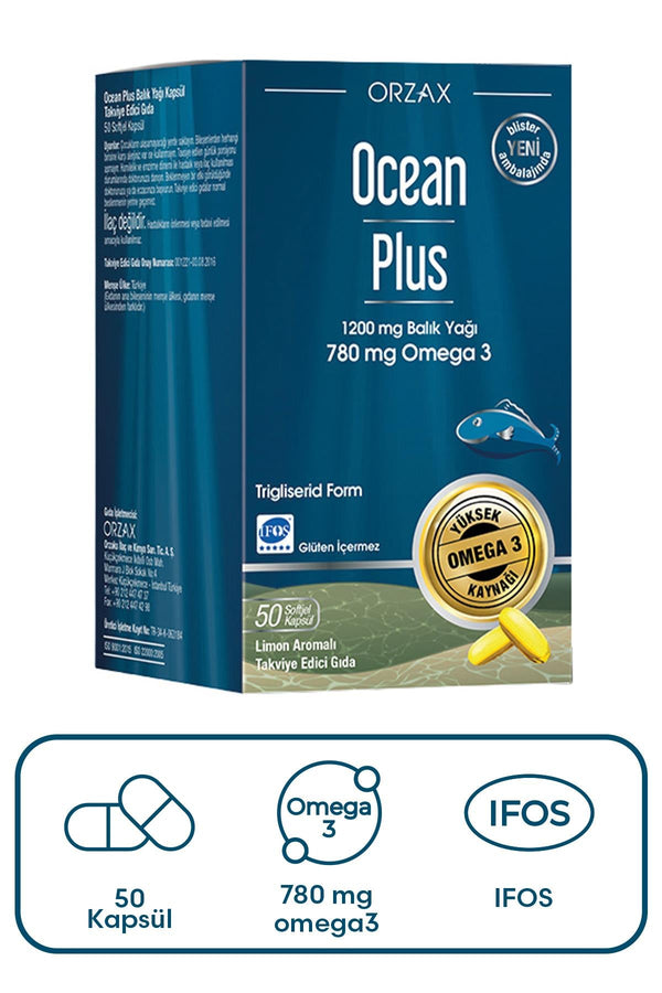 Orzax Ocean Plus Omega 3 Balık Yağı Takviyesi 50 Kapsül