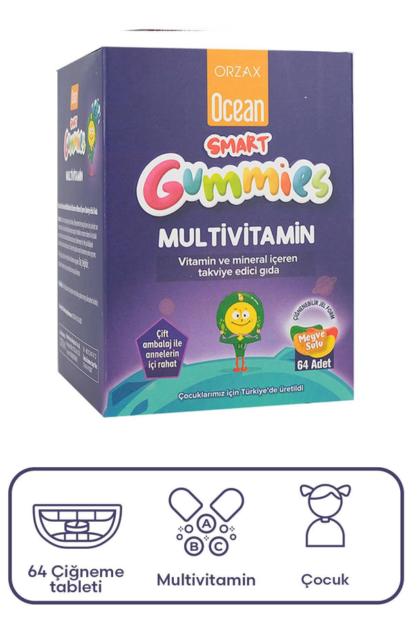 Orzax Ocean Smart Gumies Multivitamin Meyve Sulu Jel 64 Adet