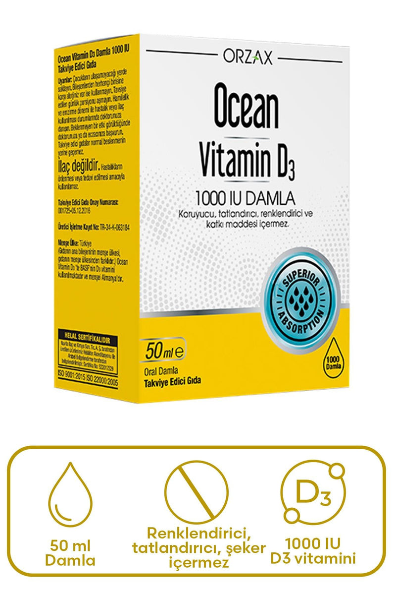Orzax Ocean Vitamin D3 1000 IU Damla 50 ml