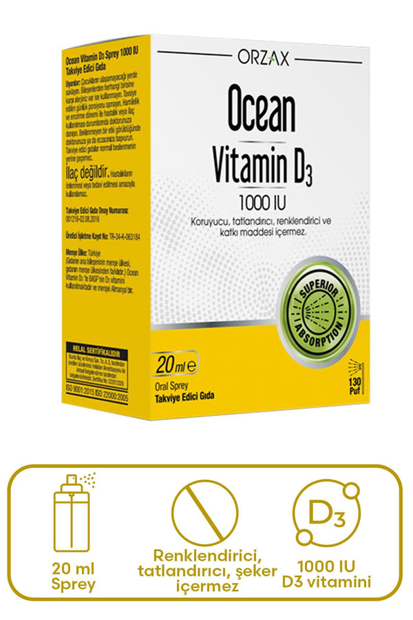 Orzax Ocean Vitamin D3 1000 IU Sprey 20ml