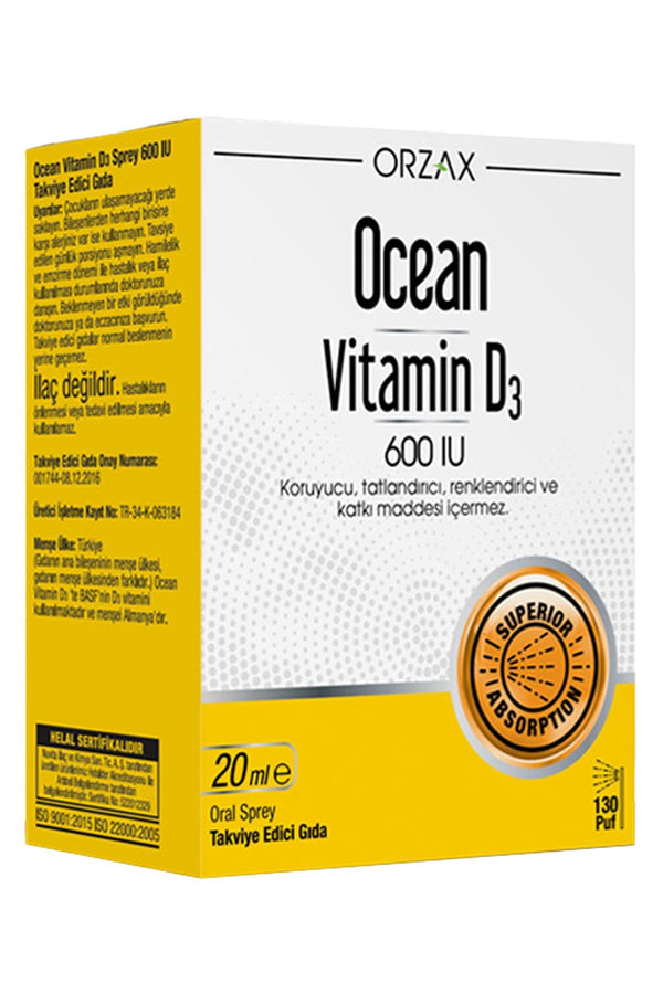 Orzax Ocean Vitamin D3 600 IU Sprey 20ml
