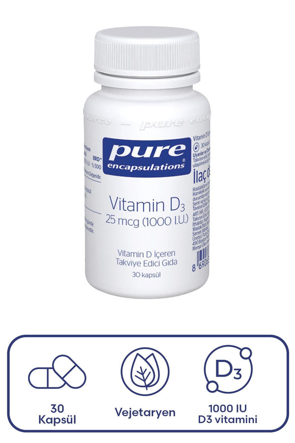 Pure Encapsulations Vitamin D3 25 mcg 1000 IU 30 Kapsül
