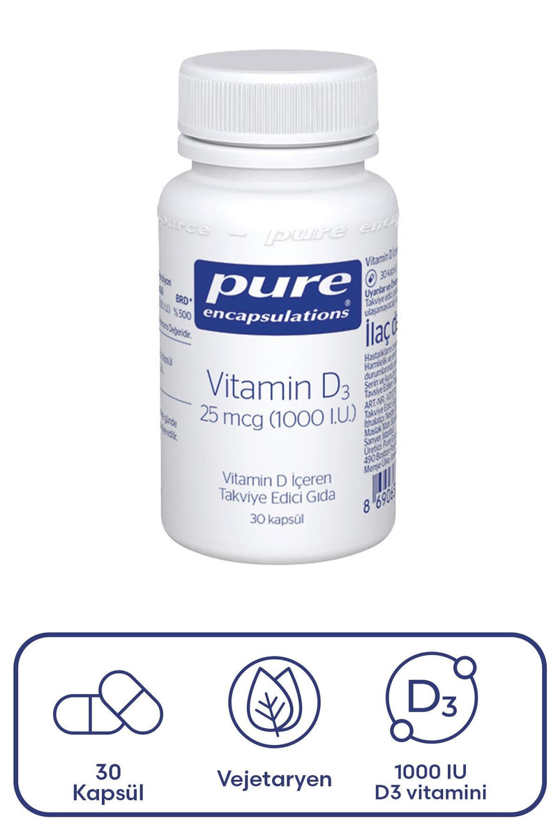 Pure Encapsulations Vitamin D3 25 mcg 1000 IU 30 Kapsül