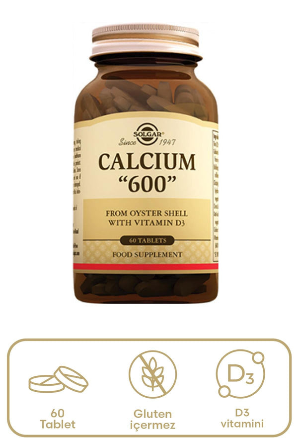 Solgar Calcium 600 (Oyster Shell) Kalsiyum Takviyesi 60 Tablet
