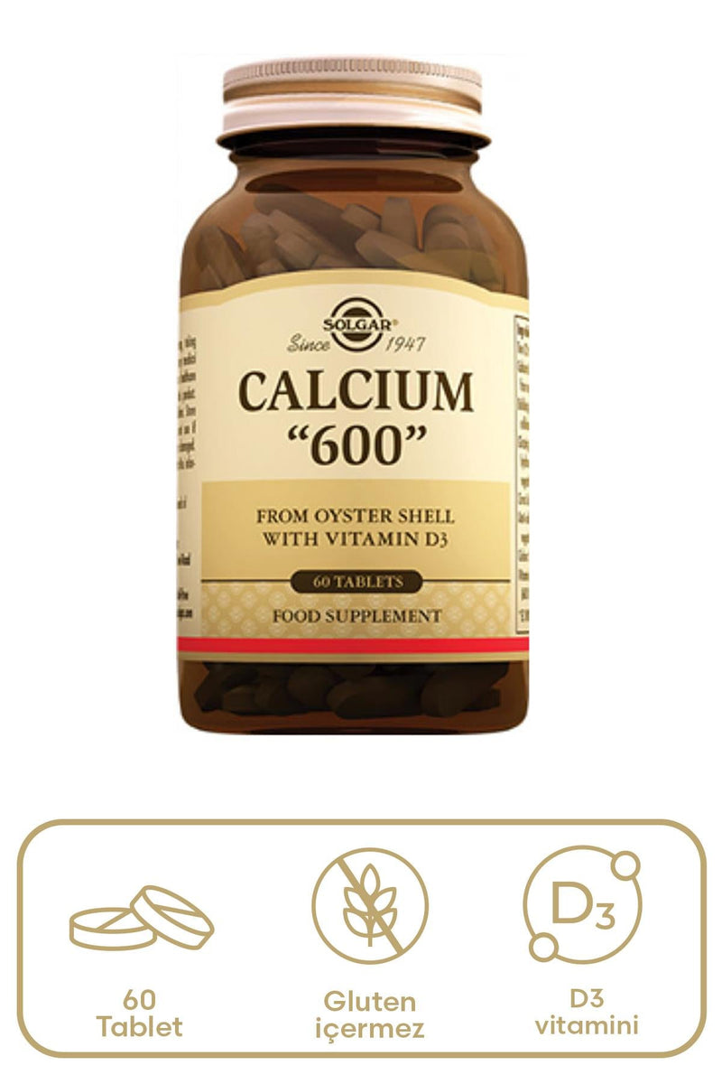 Solgar Calcium 600 (Oyster Shell) Kalsiyum Takviyesi 60 Tablet