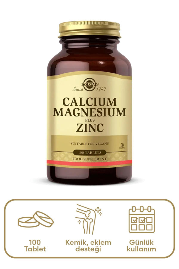Solgar Calcium Magnesium Plus Zinc Kalsiyum Takviyesi 100 Tablet