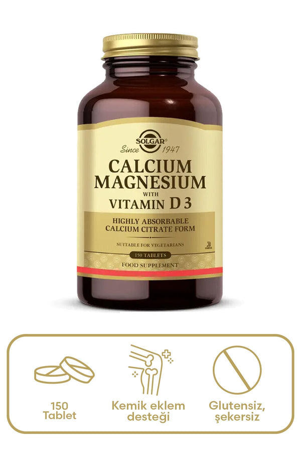 Solgar Calcium Magnesium With Vitamin D3 Kalsiyum ve Magnezyum 150 Tablet