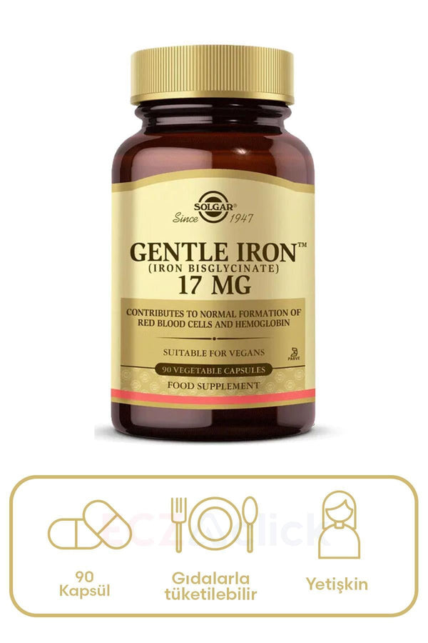 Solgar Gentle Iron Demir Takviyesi 17 mg 90 Kapsül