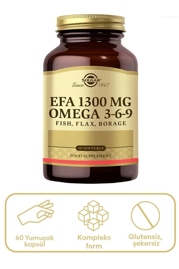 Solgar Omega 3 6 9 Balık Yağı Takviyesi Efa 1300 Mg 60 Softjel