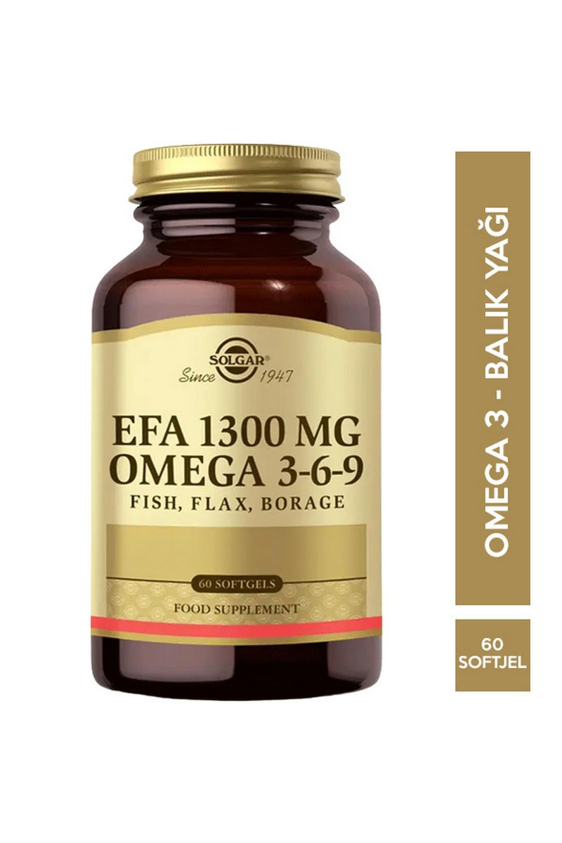 Solgar Omega 3 6 9 Balık Yağı Takviyesi Efa 1300 Mg 60 Softjel