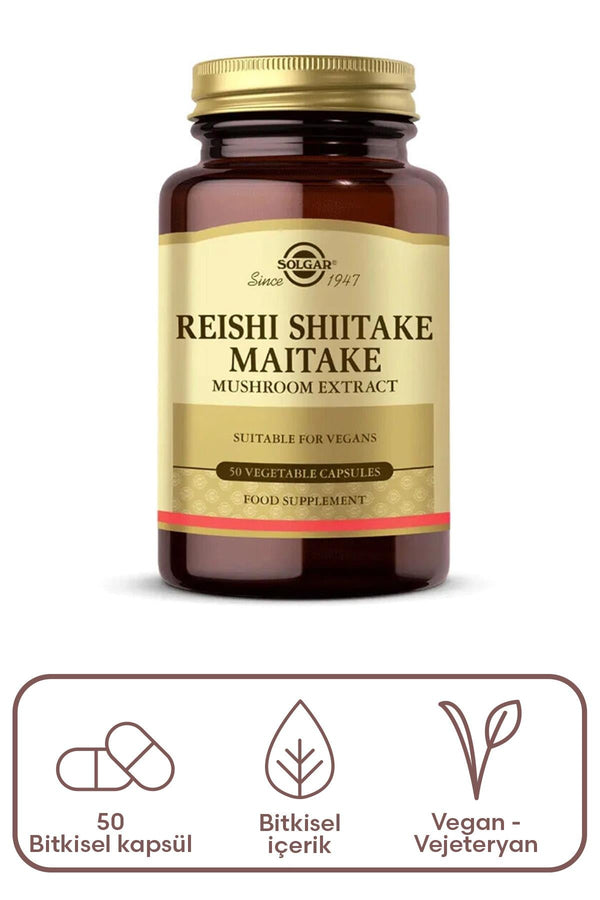 Solgar Reishi Shiitake Maitake Mushroom Extract 50 Bitkisel Kapsül