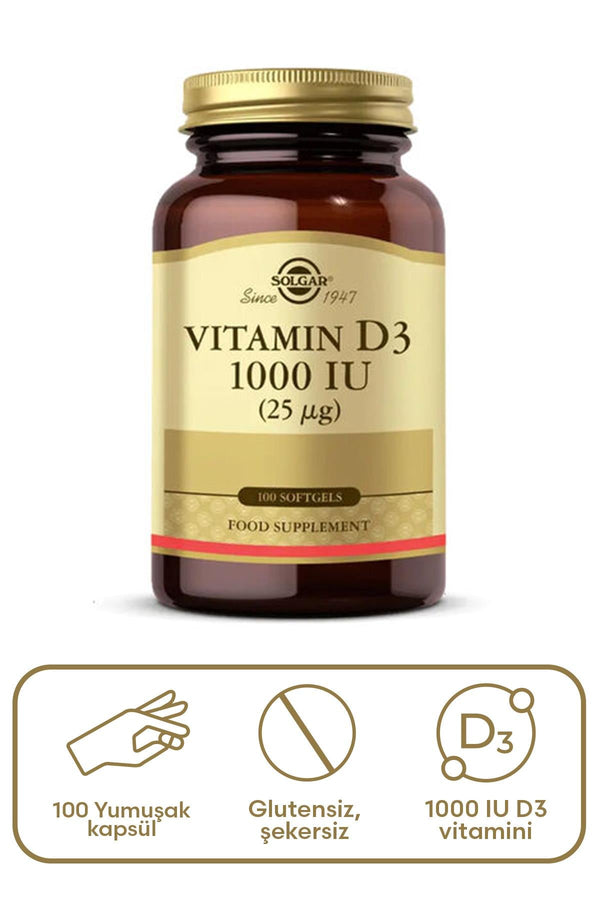 Solgar Vitamin D3 1000 IU (25 µg) 100 Yumuşak Jelatin Kapsül