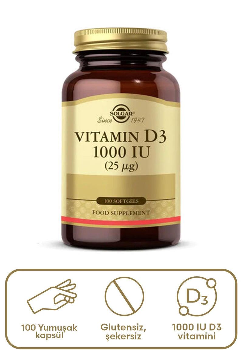 Solgar Vitamin D3 1000 IU (25 µg) 100 Yumuşak Jelatin Kapsül