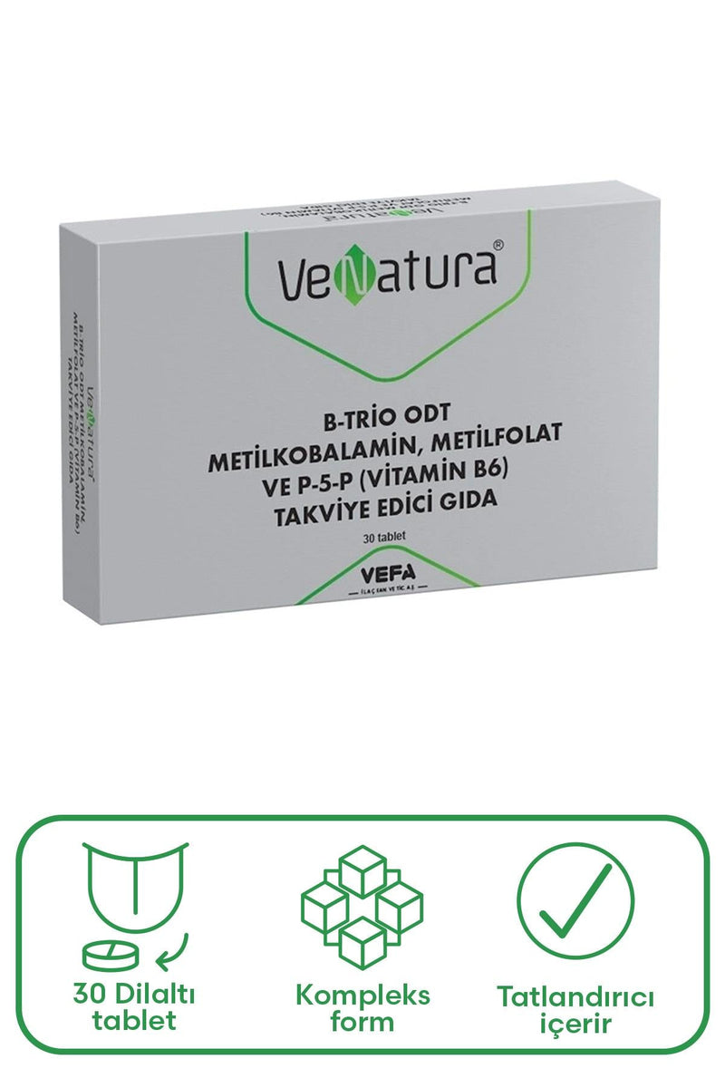 Venatura B Trio Odt Metilkobalamin Metilfolat ve P 5 P Takviye Edici Gıda 30 Tablet