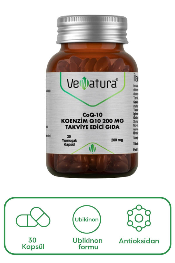 Venatura Coq 10 Koenzim Q10 200 Mg Takviye Edici Gıda 30 Kapsül
