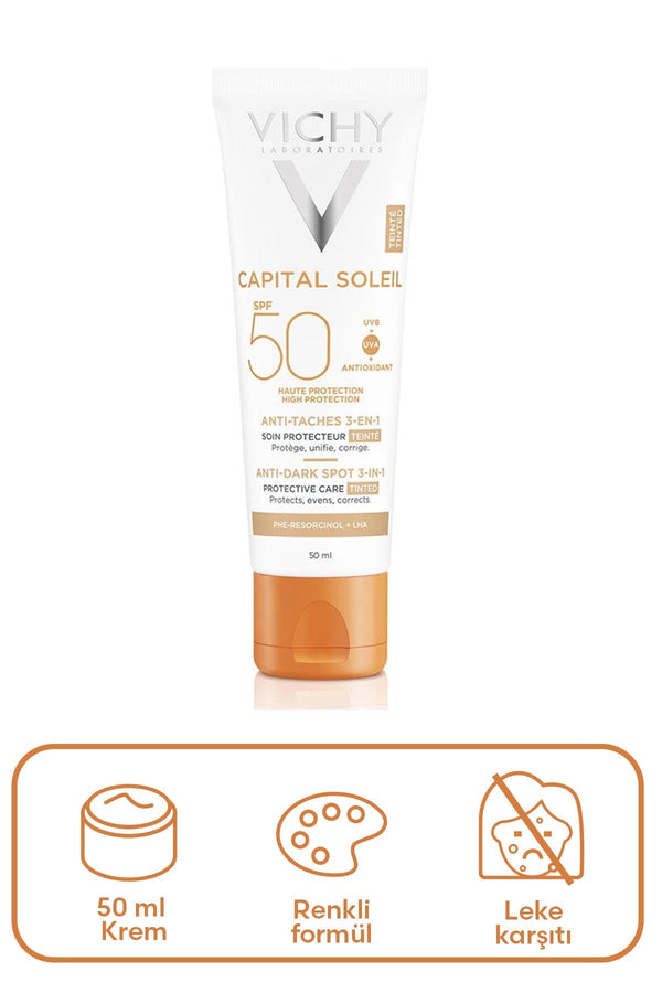 Vichy Capital Soleil Spf 50+ Anti Dark Spots Leke Karşıtı Renkli Güneş Kremi 50 ml