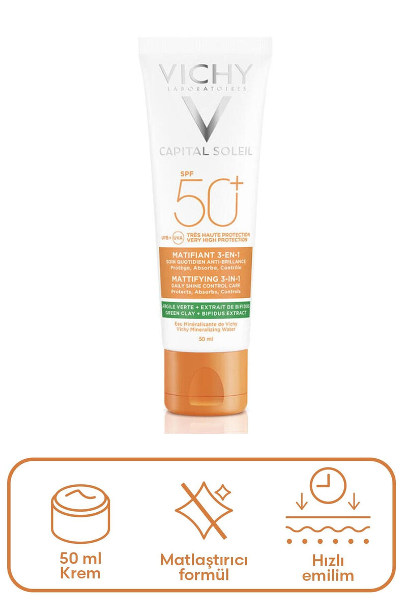 Vichy Capital Soleil SPF 50+ Matlaştırıcı Yüz Güneş Kremi 50 ml