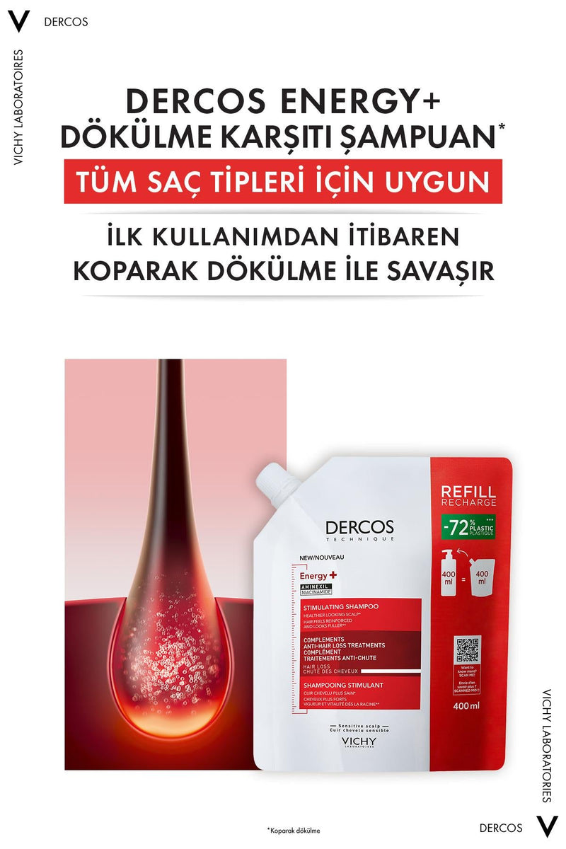 Vichy Dercos Energising Saç Dökülmesine Karşı Şampuan Refill 400 ml