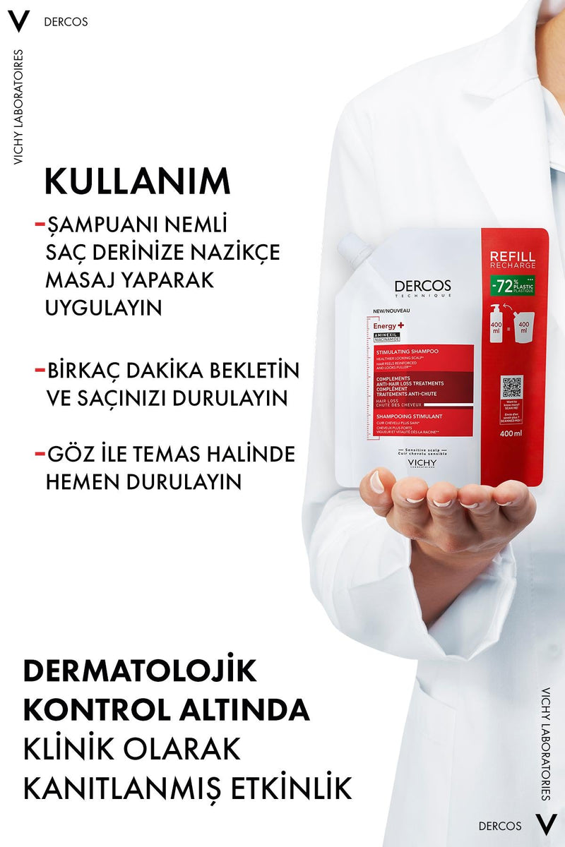 Vichy Dercos Energising Saç Dökülmesine Karşı Şampuan Refill 400 ml