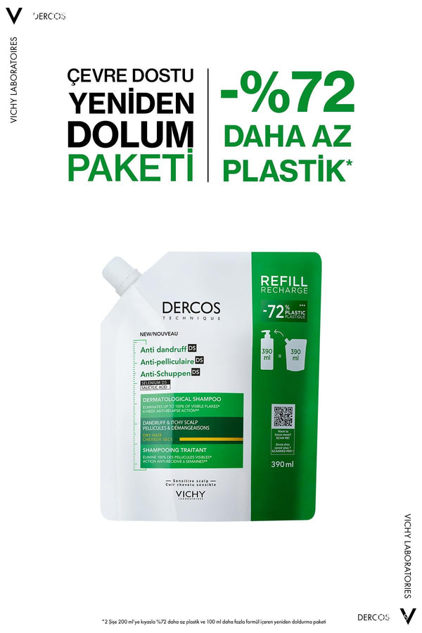 Vichy Dercos Kuru Saçlar İçin Kepek Karşıtı Saç Bakım Şampuanı Refill 390 ml