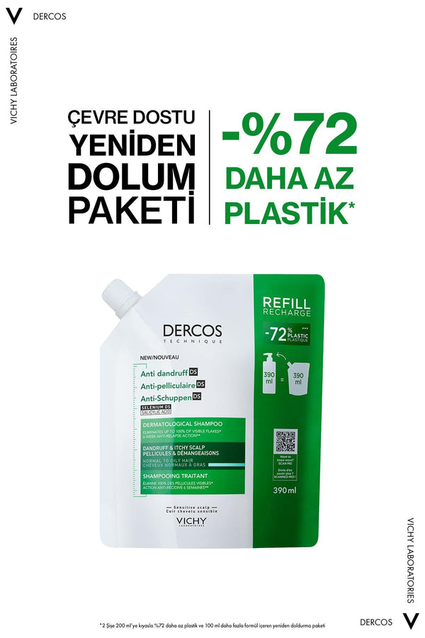 Vichy Dercos Normal/Yağlı Saçlar İçin Kepek Karşıtı Saç Bakım Şampuanı Refill 390 ml