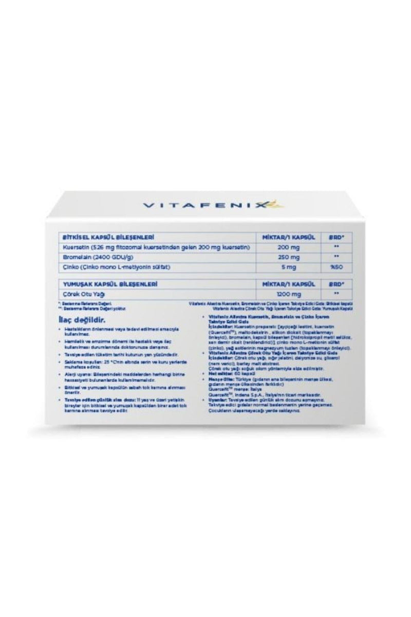 Vitafenix Allextra – Kuersetin, Bromelain, Çörek Otu Yağı ve Çinko Takviyesi 30 + 30 Kapsül