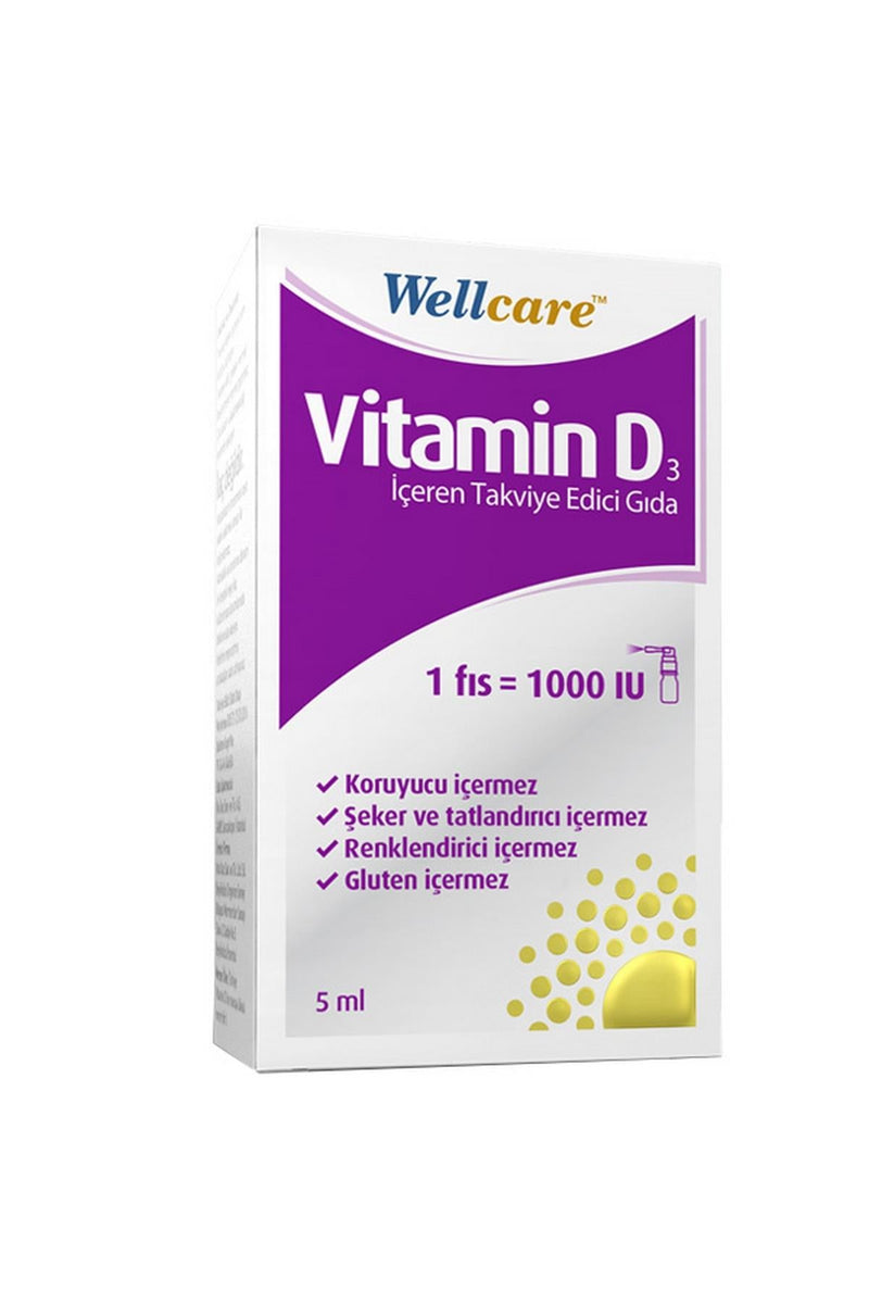 Wellcare Vitamin D3 1000 IU Sprey Takviye Edici Gıda 5 ml