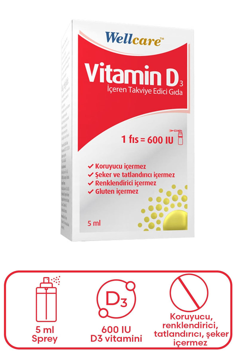 Wellcare Vitamin D3 İçeren Takviye Edici Gıda 5 ml 1 Fıs 600 IU