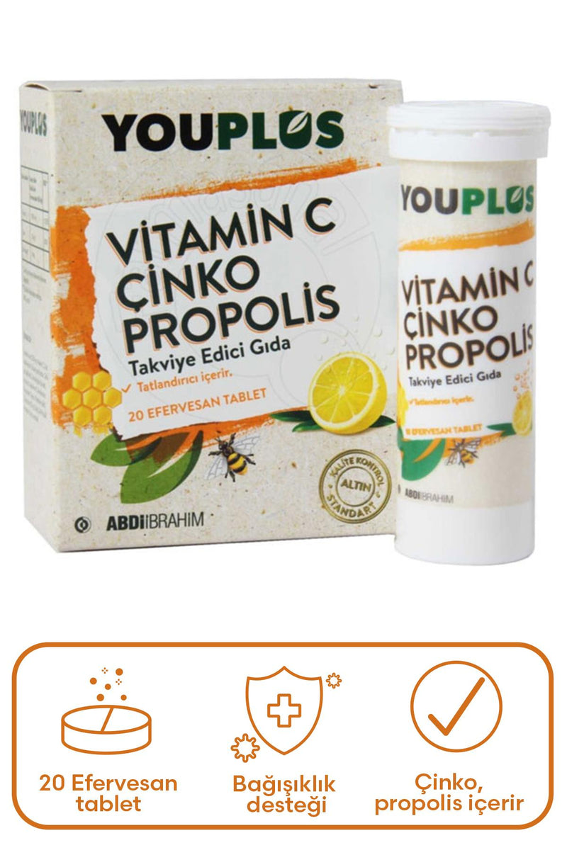 Youplus Vitamin C Çinko Propolis 20 Efervesan Tablet